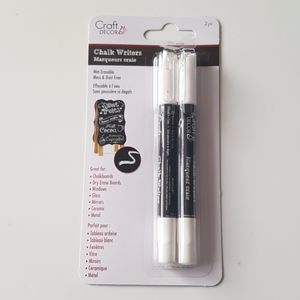Pack of 2 Craft Décor Chalk Writer Marker Wet-Erasable (White)